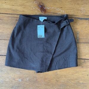 Stylish Brown Checkered Women's Skort